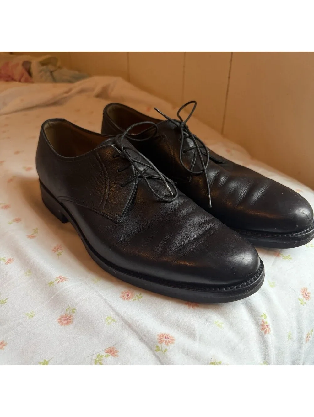 Gravati 17694 Black Leather Plain Toe Oxford Derby Shoes Italy 8.5W Vibram Sole